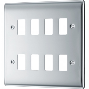 BG Electrical RNPC8 Nexus Grid 8 Module Polished Chrome Grid Frontplate Height: 146mm | Width: 146mm