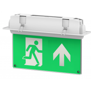 Channel Safety 5IN1 White Polycarbonate 3 Hour LED Emergency Exit Sign With 5 x Mounting Brackets & Legend Pack IP50 3W 240V Length: 237mm | Width: 344mm | Depth: 42mm