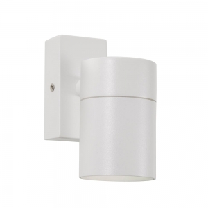 Zinc Lighting ZN-37940-WHT Leto White Round Down GU10 Wall Light With Clear Glass Diffuser - Requires Lamps IP44 35W GU10 240V Height: 125mm | Width: 85mm | Proj: 115mm