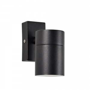 Zinc Lighting ZN-37940-BLK Leto Black Round Down GU10 Wall Light With Clear Glass Diffuser - Requires Lamps IP44 35W GU10 240V Height: 125mm | Width: 85mm | Proj: 115mm
