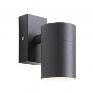 Zinc Lighting ZN-37940-ANTH Leto Anthracite Round Down GU10 Wall Light With Clear Glass Diffuser - Requires Lamps IP44 35W GU10 240V Height: 125mm | Width: 85mm | Proj: 115mm