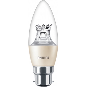 Philips Lighting 929002490502 Master LEDcandle Dimtone Dimmable Clear Glass Warm Glow 2200K-2700K 25000Hr LED Candle Lamp 2.8W 250Lm BC 240V DiaØ: 38mm | Length: 111mm