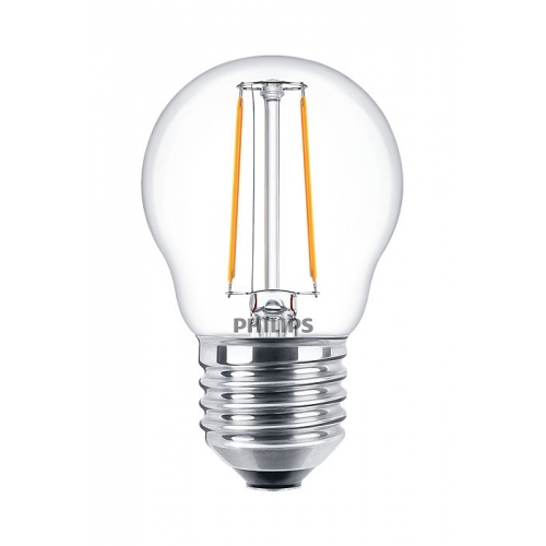 Philips Lighting 929001238792 CorePro Glass Non-Dimmable Clear Glass Warm White 2700K 15000Hr LED Golfball Filament Lamp 2W 250Lm BC 240V DiaØ: 45mm | Length: 78mm