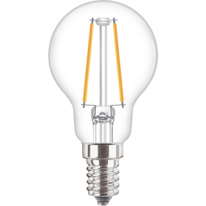 Philips Lighting 929001238692 CorePro Glass Non-Dimmable Clear Glass Warm White 2700K 15000Hr LED Golfball Filament Lamp 2W 250Lm SES 240V DiaØ: 45mm | Length: 80mm