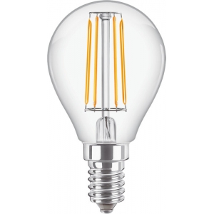 Philips Lighting 929001890492 CorePro Glass Non-Dimmable Clear Glass Warm White 2700K 15000Hr LED Golfball Filament Lamp 4.3W 470Lm SES 240V DiaØ: 45mm | Length: 80mm