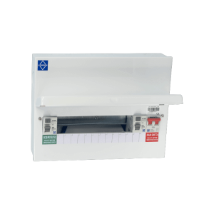 Lewden PRO-MX16RRMFLEXIA Pro Series White Metal 18th Edition 10+1 Way Flexible Split Load Dual RCD Consumer Unit With 100A Isolator & 2 x 80A 30mA Type A RCDs