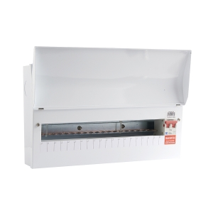 Lewden PRO-MX21M Pro Series White Metal 18th Edition 19+1 Way Switch Isolator Consumer Unit With 100A Isolator