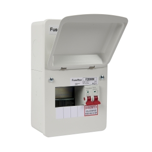 Fusebox F2004M White Metal 18th Edition 4 Way Switch Isolator Consumer Unit With 100A Isolator