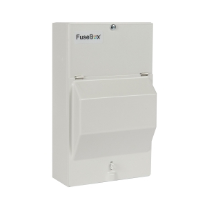 Fusebox F100GRA White Metal 18th Edition Pre-Populated 2 Way Garage Consumer Unit With 63A 30mA Type AC RCD Isolator & 1 x 6A + 1 x 16A MCBs