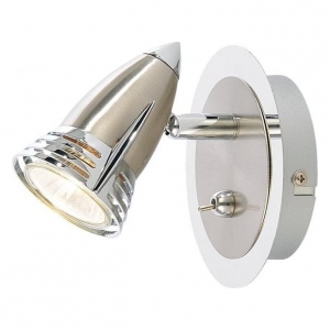 Inlite INL-740000-SNIC Elara Satin Nickel Single Light GU10 Adjustable Switched Spotlight With Chrome Finish & Mounting Plate - Requires Lamp IP20 35W