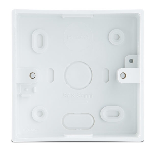 BG Electrical CMP9132 White 1 Gang Mounting Box With Round Corners & Knockouts For PVC Conduit + Mini Trunking Depth: 32mm