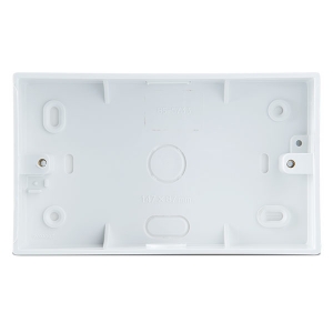 BG Electrical CMP9232 White 2 Gang Mounting Box With Round Corners & Knockouts For PVC Conduit + Mini Trunking Depth: 32mm