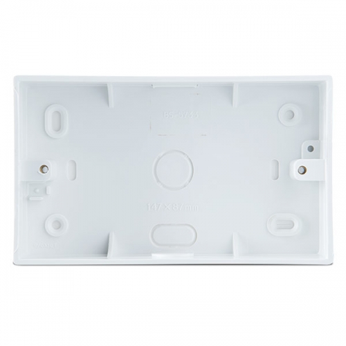 BG Electrical CMP9232 White 2 Gang Mounting Box With Round Corners & Knockouts For PVC Conduit + Mini Trunking Depth: 32mm