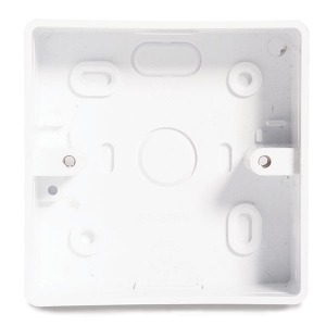 BG Electrical CMP8132 White 1 Gang Mounting Box With Square Corners & Knockouts For PVC Conduit + Mini Trunking Depth: 32mm