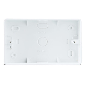 BG Electrical CMP8232 White 2 Gang Mounting Box With Square Corners & Knockouts For PVC Conduit + Mini Trunking Depth: 32mm