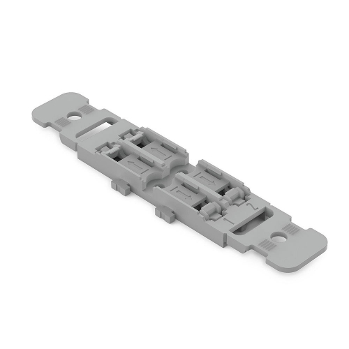 Wago 221-2502 Grey 2 Way Mounting Carrier With Strain Relief For 2 x 221-2411 In-Line Connector -Screw Mounted (Pack Size 5)