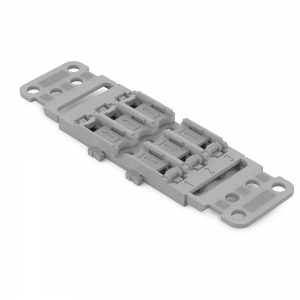 Wago 221-2503 Grey 3 Way Mounting Carrier With Strain Relief For 3 x 221-2411 In-Line Connector -Screw Mounted (Pack Size 5)