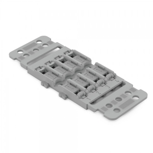 Wago 221-2504 Grey 4 Way Mounting Carrier With Strain Relief For 4 x 221-2411 In-Line Connector -Screw Mounted (Pack Size 5)