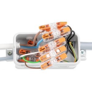 Wago 221-2411 Transparent In-Line Lever Operated Connector With CAGE CLAMP for Solid & Stranded Cable (Pack Size 60) 32A 450V 0.2mm² - 4mm²