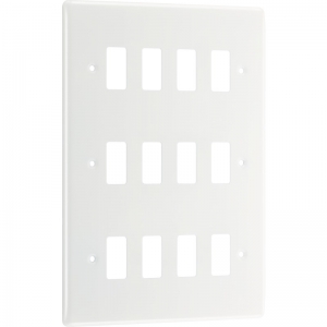BG Electrical R812 Nexus Grid White Moulded 12 Module Grid Frontplate Height: 207mm | Width: 146mm