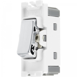 BG Electrical RBS14 Nexus Grid Brushed Steel 1 Module Single Pole 1 Way Retractive Push Grid Switch 20AX