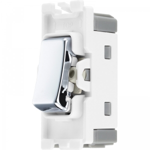 BG Electrical RPC14 Nexus Grid Polished Chrome 1 Module Single Pole 1 Way Retractive Push Grid Switch 20AX