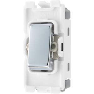 BG Electrical RPC14 Nexus Grid Polished Chrome 1 Module Single Pole 1 Way Retractive Push Grid Switch 20AX
