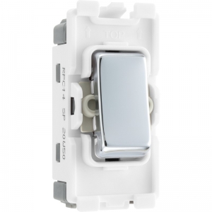 BG Electrical RPC14 Nexus Grid Polished Chrome 1 Module Single Pole 1 Way Retractive Push Grid Switch 20AX