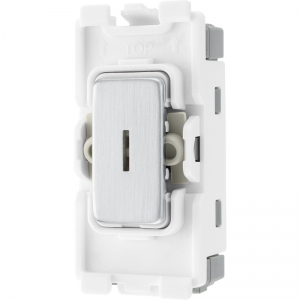 BG Electrical RBS30KY Nexus Grid Brushed Steel 1 Module Double Pole Secret Key Grid Switch 20AX