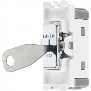 BG Electrical RPC12EL Nexus Grid Polished Chrome 1 Module Single Pole 2 Way Secret Key Grid Switch Marked EMG LTG TEST 20AX