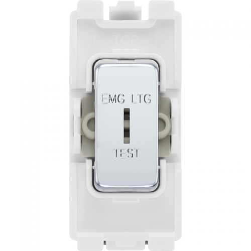 BG Electrical RPC12EL Nexus Grid Polished Chrome 1 Module Single Pole 2 Way Secret Key Grid Switch Marked EMG LTG TEST 20AX