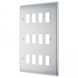 BG Electrical RNBS12 Nexus Grid Brushed Steel 12 Module Screwed Grid Frontplate Height: 207mm | Width: 146mm
