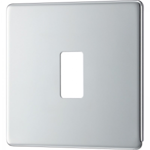 BG Electrical RFPC1 Nexus Grid Polished Chrome Flatplate 1 Gang 1 Module Screwless Grid Frontplate