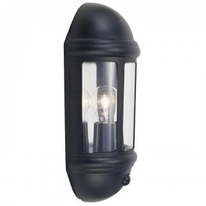 Ansell Lighting ALHL/PIR/BL Latina Black Latina Half E27 PIR w/o Lamp IP65 Lantern  42W 344x95mm