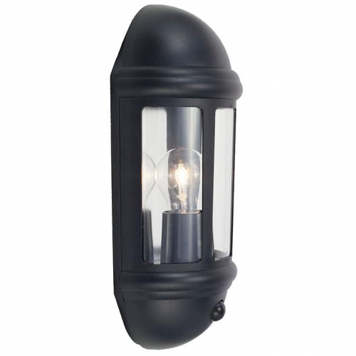Ansell Lighting ALHL/PIR/BL Latina Black Latina Half E27 PIR w/o Lamp IP65 Lantern  42W 344x95mm
