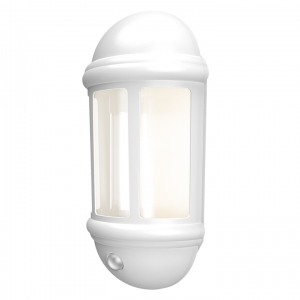 Ansell Lighting ALHLLED/PIR/WH Latina White Half LED 3000K PIR IP65 Lantern c/w Integral Driver 8W 230V