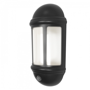 Ansell Lighting ALHLLED/PIR/BL Latina Black Half LED 3000K PIR IP65 Lantern c/w Integral Driver 8W 230V