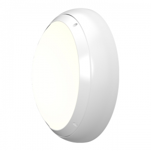 Ansell Lighting AVIMLED/W/PC Vision Mini White All Polycarbonate Round LED Bulkhead With Electronic Photocell, Opal Diffuser & Cool White 4000K LEDs IP65 9W 797Lm 230V DiaØ: 280mm | Proj: 81mm