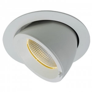Ansell Lighting AULED175WW Unity 175 White Die Cast Aluminium Round Recessed LED Adjustable Wallwash Light With Cool White LEDs & Remote Driver 35W