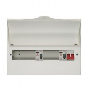 Wylex NMISS5506LA NM Range White Metal 18th Edition 5 + 5 Way Fixed Twin RCD Consumer Unit With 100A Isolator & 2 x 80A 30mA Type A RCDs