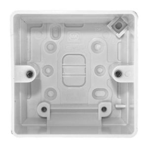 MK Electric K2031WHI Logic Plus White Moulded 1 Gang Surface Mounting Box Depth: 40mm
