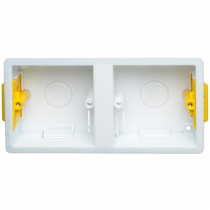 Appleby SB637-PACK (Pack of 10) White Thermoplastic 2 x 1 Dual Gang Dry Lining Mounting Box With Adjustable Lugs Depth:35mm