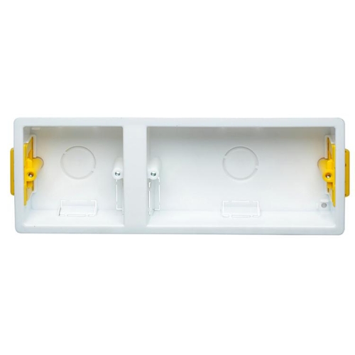 Appleby SB638-PACK (Pack of 10) White Thermoplastic 2 Gang + 1 Gang Dual Gang Dry Lining Mounting Box With Adjustable Lugs Depth:35mm