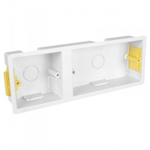 Appleby SB638-PACK (Pack of 10) White Thermoplastic 2 Gang + 1 Gang Dual Gang Dry Lining Mounting Box With Adjustable Lugs Depth:35mm