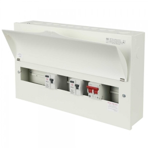 Wylex NMISS15SLMA NM Range White Metal 18th Edition 15 Way Flexible Twin RCD Consumer Unit With 100A Isolator & 2 x 80A 30mA Type A RCDs