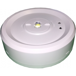 Channel Safety AZELIO/S/2 Azelio White Polycarbonate 3 Hour Emergency LED Surface Mounting Downlight With Open Area / Escape Route Lenses IP20 2.8W 150Lm 240V Dia Ø: 150mm | Depth: 45mm