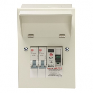 Wylex NMRS206/63GWUA NM Range White Metal 18th Edition 2 Way RCD Isolator Garage Consumer Unit With 63A 30mA Type A RCD Isolator & 1x 6A+16A MCBs