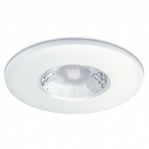 JCC Lighting JC010010/WH Fireguard® Next Generation Round Fixed GU10 Fire-Rated Downlight With White Aluminium Bezel - Requires LED Lamp IP20 7W GU10 240V Dia Ø: 87mm | Recess Depth: 108.7mm | Cut-Out: 74mm