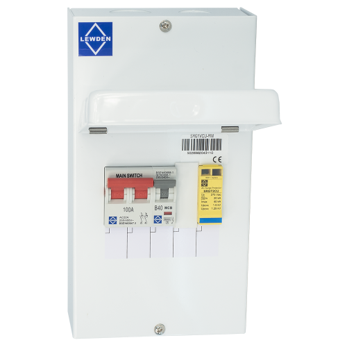 Lewden SRG1VCU-RP White Retrofit Enclosed Surge Protection Device With 100A Isolator Switch, 40A MCB, SRGT2CU Type 2 TT/TN Device & Enclosure
