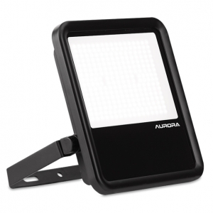 Aurora Lighting EN-FLP100/40 Proxima Black Aluminium LED Floodlight With Tempered Glass Diffuser, Cool White 4000K LEDs & Adjustable Mounting Bracket IP65 100W 13000Lm 240V Height: 300mm | Width: 275mm | Proj: 65mm